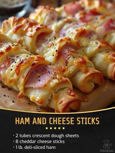 Ham And Cheese Crescent Rolls, Ham And Cheese Crescent, Cheese Crescent Rolls, Delicious Appetizers, Jamie Oliver Recipes, Best Appetizer Recipes, Crescent Roll Recipes, Crescent Dough, Cheese Sticks