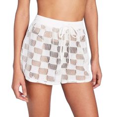 Women's Open Weave Crochet Cover Up Shorts Wild Fable Natural Cream M Description Open-Weave Cover-Up Shorts From Wild Fable Feature Crochet Detailing. Very Sheer Design In A High-Rise Silhouette. Soft Breathable Fabric For Comfort And Pull-On Style With Front Drawstring For Easy Wear And Removal. Specifications * Closure Type: Pull-On * Sizing: Womens * Material: 100% Recycled Polyester * Sheerness: Sheer * Rise: High Rise * Fabric Name: Crochet * Garment Length: Above Knee * Garment Details: U Spring Beach Open Knit Bottoms, White Crochet Lace Bottoms For Vacation, White Crochet Lace Casual Bottoms, Casual White Crochet Lace Bottoms, Casual Open Knit Beach Bottoms, White Open Knit Bottoms For Summer, White Casual Bottoms With Crochet Lace, Casual Open Knit Bottoms For Beach, Casual White Bottoms With Crochet Lace