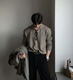 French Guy Outfit, Asian Semi Formal Outfit Men, Korean Business Fashion Men, Korean Street Fashion Mens Formal, French Man Fashion, Male Clothes Aesthetic Casual, Men Cozy Outfit, Phanny Pack Outfit, Korean Fashion Men Formal Casual