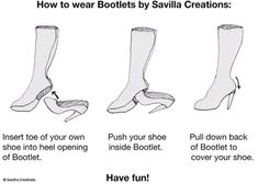 how to wear booties by savilla creations - step by step instructions for shoes