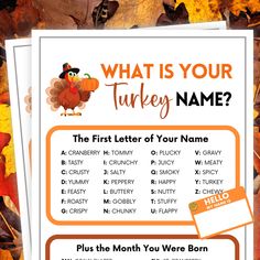 the first letter of your name for thanksgiving is shown in this free printable activity