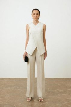 Lune Linen Pants | MEAN BLVD Elegant Wide-leg Pantsuit For Office, Elegant Trousers Pantsuit For Office Wear, Elegant Pantsuit With Trousers For Office Wear, Elegant Tailored Linen Pantsuit, Elegant Linen Pantsuit For Formal Occasions, Elegant Linen Pantsuit For Formal Events, Elegant Spring Pantsuit With Straight Pants, Elegant Wide Leg Summer Work Pants, Elegant Summer Wide Leg Work Pants