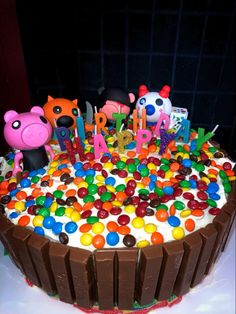 a birthday cake with lots of candy and candies