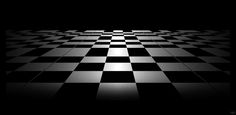 an abstract black and white checkered floor with light coming from the top to the bottom