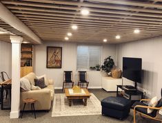 a living room filled with furniture and a flat screen tv