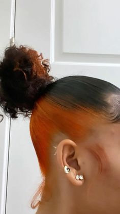 Braids Not Knotless, Ponytail Hairstyles Asian, Hairstyles For Short Hair Asian, Ginger Ponytail, Orange Ginger Hair, Orange Hair Dye, Ginger Hair Dyed, Hairstyles Asian, Peekaboo Hair Colors