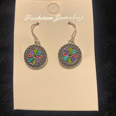 3/10$ Beautiful Multicolored Flower Earrings. Summer Multicolor Nickel-free Earrings, Nickel Free Flower Earrings For Summer, Multicolor Nickel-free Drop Flower Earrings, Multicolor Drop Flower Earrings, Retro Multicolor Drop Earrings, Multicolor Round Earrings For Spring, Retro Multicolor Flower Earrings For Gift, Multicolor Vintage Earrings For Spring, Multicolor Nickel-free Retro Jewelry