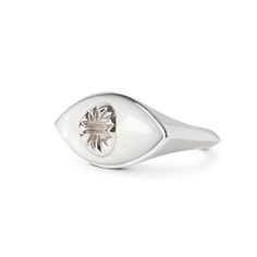 The Eye symbol is traditionally worn for protection against evil. Vision for positive energy in its place.

'I on You Ring' serves as a reminder to look after yourself; to appreciate the small victories before moving onto the next task in hand. To encourage protection and good luck on your journeys to come.

Ring is made of 925 Silver with Rhodium plate & Mother of Pearl detail. Protection Against Evil, Pearl Bracelet Gold, Peacock Pearl, Eye Symbol, Small Victories, Look After Yourself, Ivory Pearl, Gold Nails, Ring Size Guide