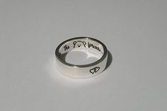 ✤ The ring is a Solid High-Quality Sterling Silver Ring. (Nickel free ring) ✤ Unique and personalized, you can add name, date, initials, quote, signature, handwriting, picture, etc. Make it only one piece in the world. ✤ Using a computer engraving machine to engrave the ring. Many font designs, consistently line and sharp. IF YOU HAVE ANY QUESTIONS or REQUEST, PLEASE CONTACT ME. = RING DETAILS = ✤ Band wide: 4 mm (If you want other wide, please visit my shop or contact me.) ✤ Engraved Color: Bla Customized Wedding Rings, Customized Engraved Round Ring For Wedding, Customized Engraved Wedding Ring, Customized Engraved Round Wedding Ring, Customized Silver Wedding Rings, Customized Adjustable Engraved Ring For Wedding, Customized Adjustable Engraved Wedding Ring, Personalized White Couples Rings, Customizable White Engraved Wedding Ring