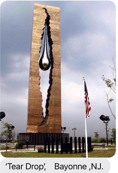 an image of a monument that looks like it has been torn off and is in the air