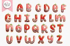 the letters and numbers are made out of chocolate with strawberrys on them, as well as