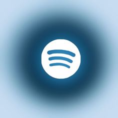 a blue and white spot with an image of a music player's head in the center