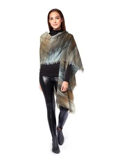 Golden sea - Wool Poncho Wrap by Christy Leigh Poncho Wrap, Wool Poncho, Scarf Poncho, Oversized Scarf, Woman Beach, All Around The World, Wool Scarf, Art And Design, Winter Scarf