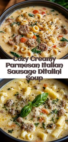 Cozy Creamy Parmesan Italian Sausage Ditalini Soup