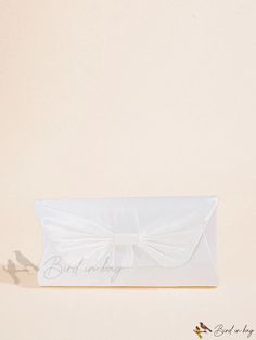 Bird in Bag - Stylish Bow Decorated Clasp Clutch Bag with Flip Cover - Perfect for Evening Parties, Teens, Women, College Students, Holidays Classic White Rectangular Clutch, Classic White Wedding Bag, White Envelope Bag For Formal Occasions, Formal White Envelope Bag, White Envelope Bag For Gift, White Envelope Bag For Everyday Use, Everyday White Envelope Clutch, Bride Purse, Purse For Wedding