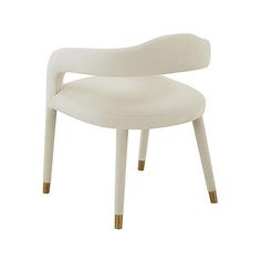 a white chair with gold legs on a white background