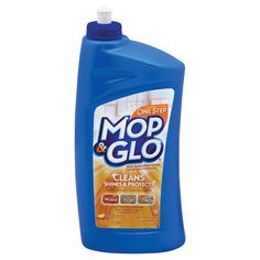 a bottle of mop and glo cleaner on a white background