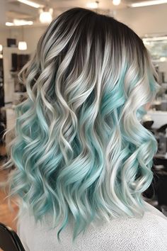 Light Brown Hair With Blue Tips, Blue Eyed Hair Color Ideas, Hair Color Ideas For Blue Eyes Pale Skin, Blonde Hair With Color Underneath Blues, Brown And Light Blue Hair, Blonde With Blue Hair, Dark Blue With Light Blue Highlights, Blond And Blue Hair, Hair Color Ideas For Blue Eyes