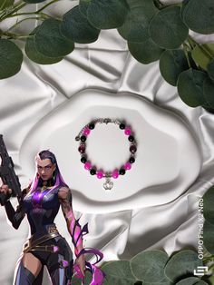 Immerse yourself in the captivating world of Valorant with this exceptional bracelet 💜, inspired by Reyna's fearsome strength and mystical aura. 🌟 Design: The bracelet features a mesmerizing combination of purple and black beads  evoking the dark and mysterious colors of Reyna. Inspiration: Reyna, the fearsome duelist of Valorant 🌹, is known for her relentless strength and bewitching aura. This bracelet captures the essence of his character, bringing a touch of mystery and power to the wearer. 👑 Handmade 🎨: Each bracelet is unique, made with passion and meticulous attention to detail. 🥰 Perfect Gift 🎁: Whether for a Valorant fan or someone who appreciates distinctive jewelry, this bracelet makes a memorable and meaningful gift. 🌟 Maintenance: To preserve the beauty of your bracelet Aura Design, Valorant Reyna, Dark And Mysterious, Bracelet Inspired, Artisan Bracelets, Beads Bracelet, Black Beads, Meaningful Gifts, Purple And Black