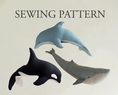 three orca whales and one dolphin are featured in the book sewing pattern