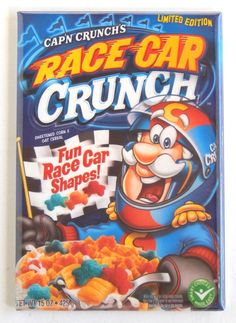 the cereal box for race car crunch