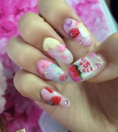 Pretty Nail Designs, Gyaru Fashion, Really Cute Nails, Kawaii Nails, Cute Nail Art, Dream Nails, Cute Nail Designs, Funky Nails, Pretty Acrylic Nails