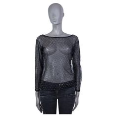 100% authentic Saint Laurent embellished sheer top in black polyester-blend (probably as content tag is missing). Unlined. Has been worn and is in excellent condition. Measurements Tag Size Missing Size Size S Shoulder Width 46cm (17.9in) Bust 82cm (32in) to 88cm (34.3in) Waist 80cm (31.2in) to 84cm (32.8in) Hips 82cm (32in) to 92cm (35.9in) Length 56cm (21.8in) Side Seam Length 36cm (14in) Sleeve Length 51cm (19.9in) All our listings include only the listed item unless otherwise specified in th Sheer Shirt, Sheer Top, Blouse Black, Black Mesh, Black Shirt, Chic Style, Shirt Blouses, Saint Laurent, Open Shoulder Tops