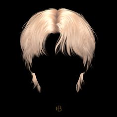 an image of a woman's head with long blonde hair and bangs on black background