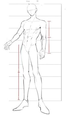 a drawing of a man's body with lines drawn on the side and sides