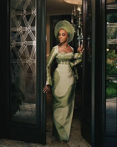 Latest Bridal Aso Oke Styles, Aso Oke Gown Styles, Aso Oke Dress Styles, Sage Green Aso Oke, Aso Oke Styles Traditional Weddings, Aso Oke Dress, Aso Oke Fascinator, Dress Styles For Wedding, Asoke Styles