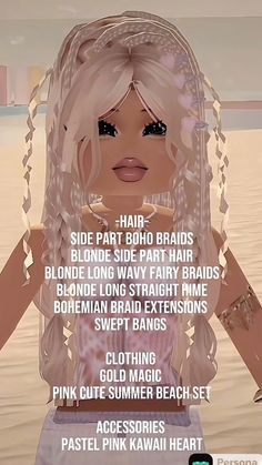 a girl with long blonde hair and braids in front of the beach text reads, pink