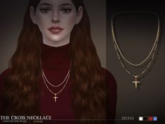 the cross necklace is shown in three different colors and sizes, including gold or silver