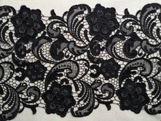 "Black Lace Trim Venice Crochet Vintage Florals Hollowed Lace Trim for Black Bridal, Wedding Dress, Costume Design Made of cotton and nylon mix. This listing is for 1 yard. Width: 11.81\" (30 cm) Use for neckline, shoulder belt, pillowcase, dresses, gifts, bags decoration, party dress, curtains, skirt bottoming, home decor and other projects you could imagine. Ideal for bridal, bedding, lingerie, dolls, hats, bows, kid's clothes, handcraft accessory, etc. For more quantity, please feel free to c Lace Garter Tattoos, Black Lace Tattoo, Bow Tattoo Designs, Wedding Dress Costume, Lace Tattoo Design, Black Lace Fabric, Trendy Bows, Bride Lingerie, Bow Tattoo