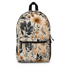 Introducing our Beautiful Boho Nature Pattern Backpack! This stylish and versatile backpack features a bohemian-inspired nature pattern that will make you stand out wherever you go. Made from high-quality materials, this backpack is not only visually stunning but also practical with its spacious compartments and comfortable straps. Whether you're heading to a music festival, a nature hike, or simply running errands, this backpack is the perfect accessory to add a touch of bohemian charm to your Floral Print Standard Backpack For Daily Use, Daily Use Floral Print Backpack, Everyday Floral Print Standard Backpack, Chic Backpack, Boho Nature, Nature Hike, Outfit Upgrade, Nature Pattern, Stunning Nature