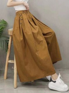 Artistic Retro Solid Color Super Loose Wide-Leg Pants KHAKI-FREE SIZE Trip Moodboard, Half Sleeve Shirts, Pants Green, Women Street, Loose Dress, Sleeveless Vest, Long Sleeve Shirt Dress, Batwing Sleeve, One Piece Swimwear