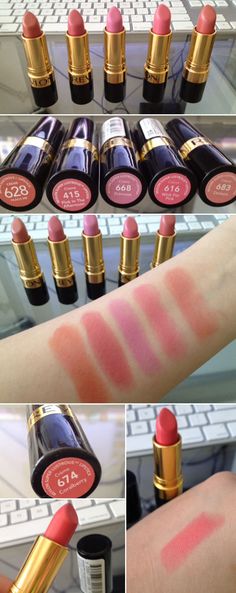 Revlon Nude Lipstick Shades, Pretty Lipstick, Revlon Cosmetics, Lipstick Colour, Lip Collection, Revlon Lipstick, Redhead Makeup, Peach Lipstick, Revlon Super Lustrous Lipstick