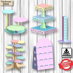 paper crafting kit for children's furniture and crafts, including three tiered shelves