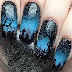 Wine Bottle Nails Designs, Diy Halloween Nail Art, Halloween Nails Diy, Unghie Nail Art, Gothic Nails