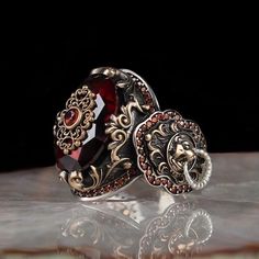 Red Stone Ring, Lion Ring, Red Lion, Red Gemstones, Jewelry For Men, Citrine Stone, Jewelry Model, Mens Silver Rings