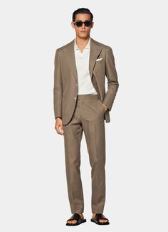 Brown Suits For Men Wedding, Beige Suit Men, Suit Supply, Suits Men, Wedding Suit, Wedding Suits Men, Fitted Blazer, Suit And Tie, Fit Inspo