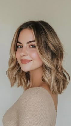 Medium Length Bronde Hairstyles, Woman Shoulder Length Haircut, Hair Ideas For Haircuts, Hair Colour Medium Length, Tapered Medium Length Hair, Winter Hair Medium Length, Hairstyles For Medium Length Hair Color, Long Shag Haircut Choppy Layers Fine Hair Shoulder Length, Fine Hair Shoulder Length Hairstyles