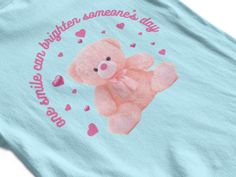 "Sweet and popping! The comfortable and cute T-shirt can match everyday routine. You can wear it with jeans, overalls, and skirts♡ Shirt Description: ♡100% Airlume combed and ringspun cotton (fiber content may vary for different colors) ♡Light fabric (4.2 oz/yd² (142 g/m ♡Retail fit ♡Tear away label   NOTE: Runs true to size Care instructions Machine wash: warm (max 40C or 105F); Non-chlorine: bleach as needed; Tumble dry: low heat; Iron, steam or dry: medium heat; Do not dry clean Designs made in Israel, item printed and shipped from the USA. SHIPPING Free worldwide shipping on all orders over 35$- coupon code \"FREESHIPPINGOVERSEAS\" at checkout 💖🌍 משלוח חינם לכל ההזמנות בארץ מעל 100₪- הזינו את קוד הקופון \"FREESHIPPINGISRAEL\" בצ'קאאוט We ship worldwide For the United States: Shipping Pastel T Shirt, Teddy Bear T Shirt, Handmade Baby Clothes, Kawaii Harajuku, Cute Teddy Bears, Bear T Shirt, Cute Tshirts, Handmade Baby, Handmade Accessories