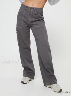 Lasaky - Comfortable Slate Grey Cargo Pants for Female Professionals Womens Cargo Trousers, Beige Cargo Pants, Beige Cargo, Grey Cargo Pants, All Jeans, Lady Grey, Sweatshirt Set, Work Wear Women, Women Cargos