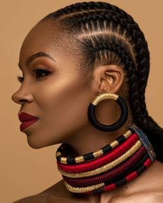 "♕ AFRODESIAC ETHNIC WOMEN OF CULTURE WORLDWIDE ♕ Lagos Braids, Afro Accessories, Corn Row, Africa Style, Braiding Styles, Edgy Earrings, Afrikaanse Kunst, Afrikaanse Mode, African Hair