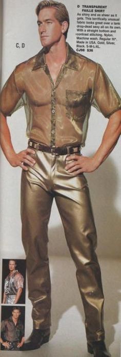 70s Outfits Disco, Mens Disco Outfit, Studio 54 Fashion, Moda Disco, 1970s Mens Fashion, Golden Shirt, Look Disco