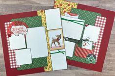 two christmas cards with reindeers on them