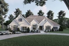 this is a computer rendering of the front elevation of these house plans for new homes