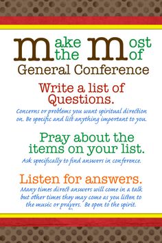 a poster with the words make the most general conference written in different colors and font