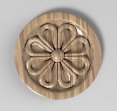 an ornate design on the front of a door knob in satin brass finish, with four petals at the center