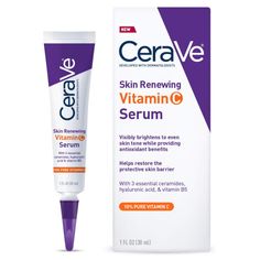 2 Pack CeraVe Skin Renewing Vitamin C Serum with Hyaluronic Acid 1 FL OZ (30 ml). Cerave Vitamin C Serum, Best Vitamin C Serum, Vitamin C Face Serum, Best Vitamin C, Ole Henriksen, Retinol Serum, Best Skincare Products, Hydrating Serum, After Life